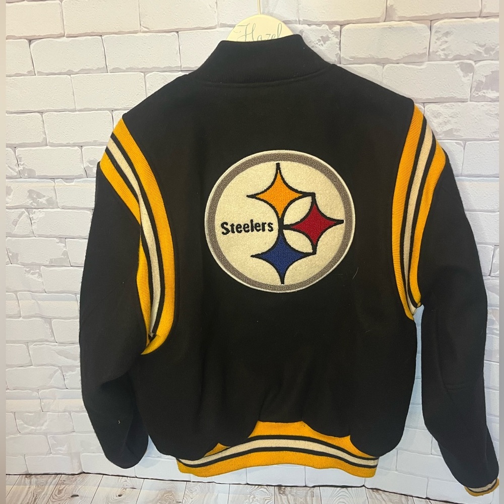 Rare Mitchell & Ness Pittsburgh Steelers NFL Varsity Jacket M Wool throwback - Picture 2 of 6